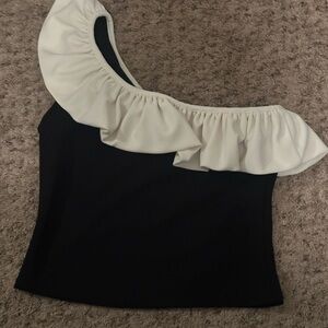 H&M Black and White One-Shoulder Top